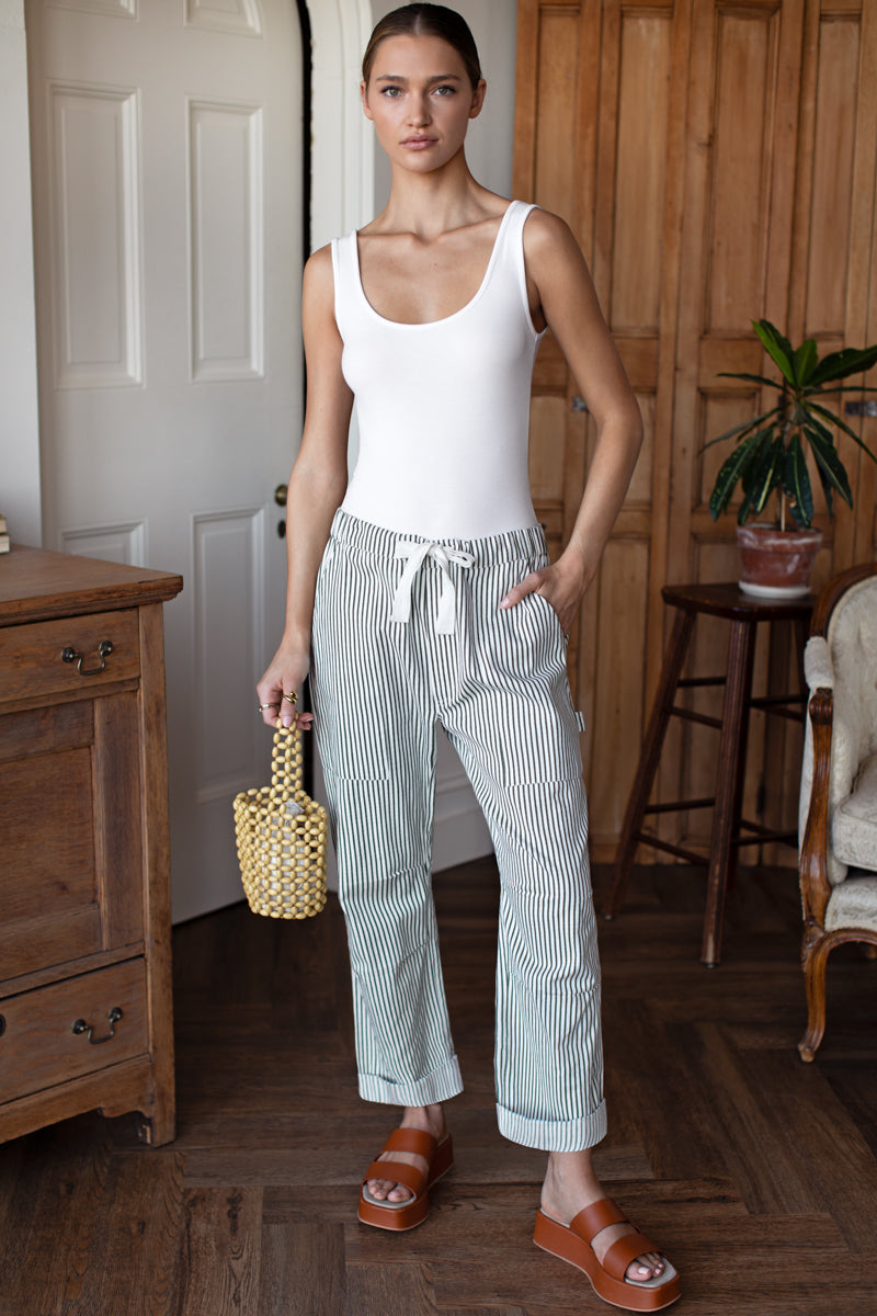 Family Cargo Pant - Moss Stripe Organic