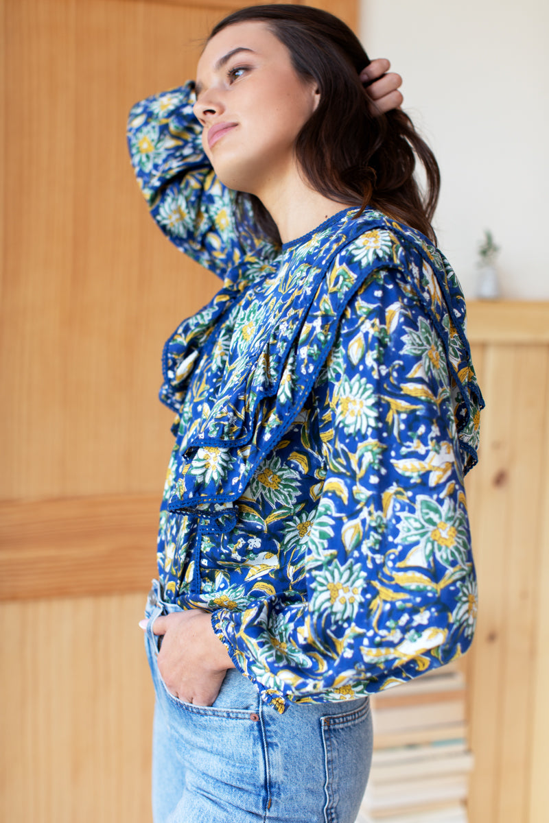 Filipa Blouse - Pincushion Flower Satin