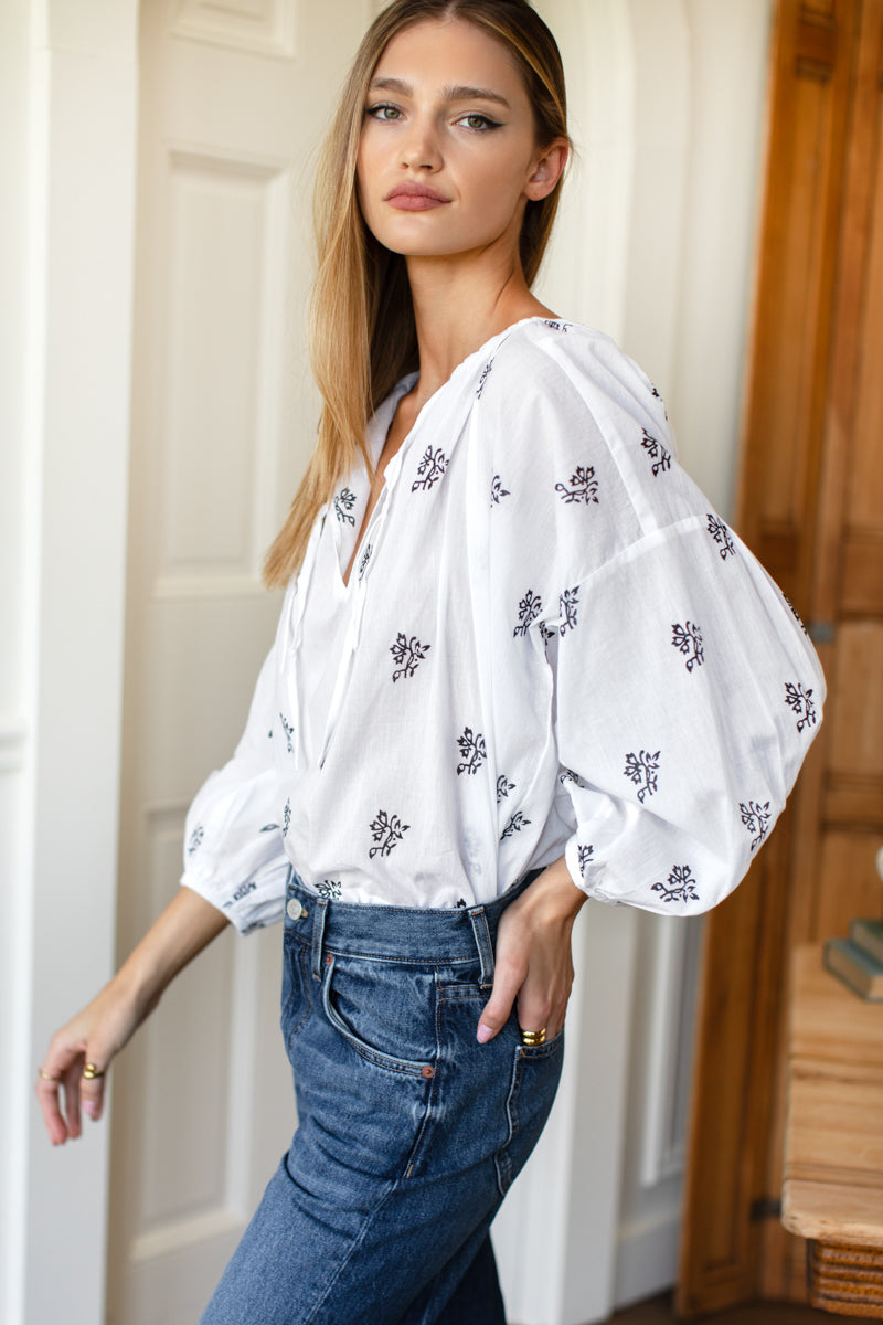 Folk Top - Black Sprig Organic