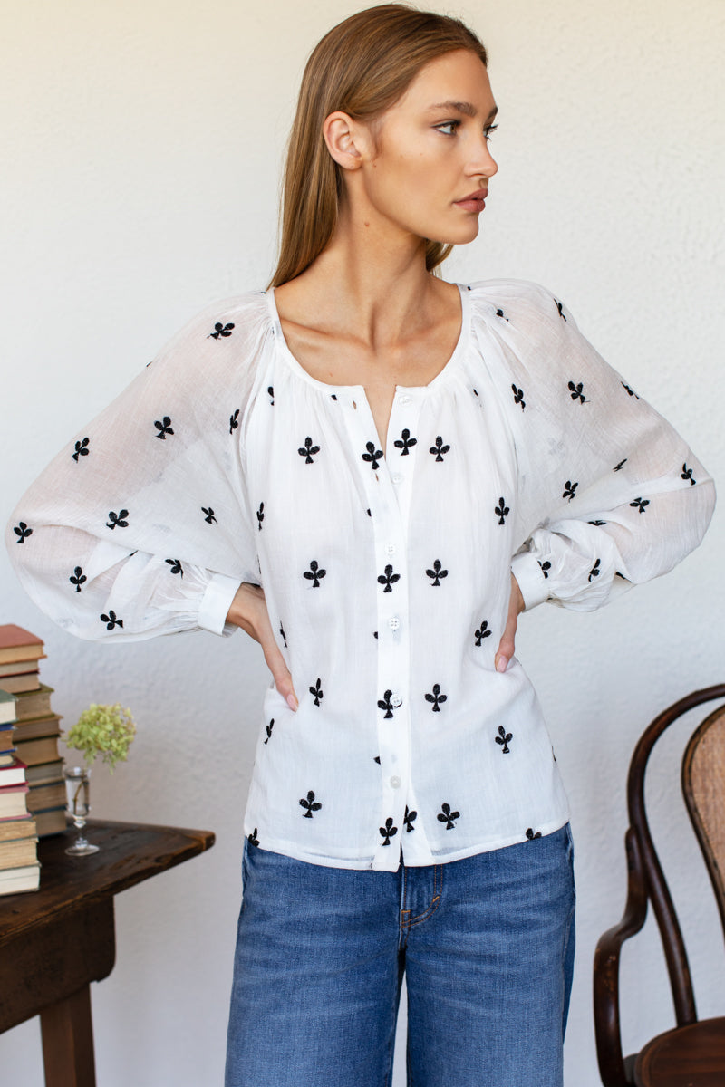 Frances Blouse - Embroidered Clover
