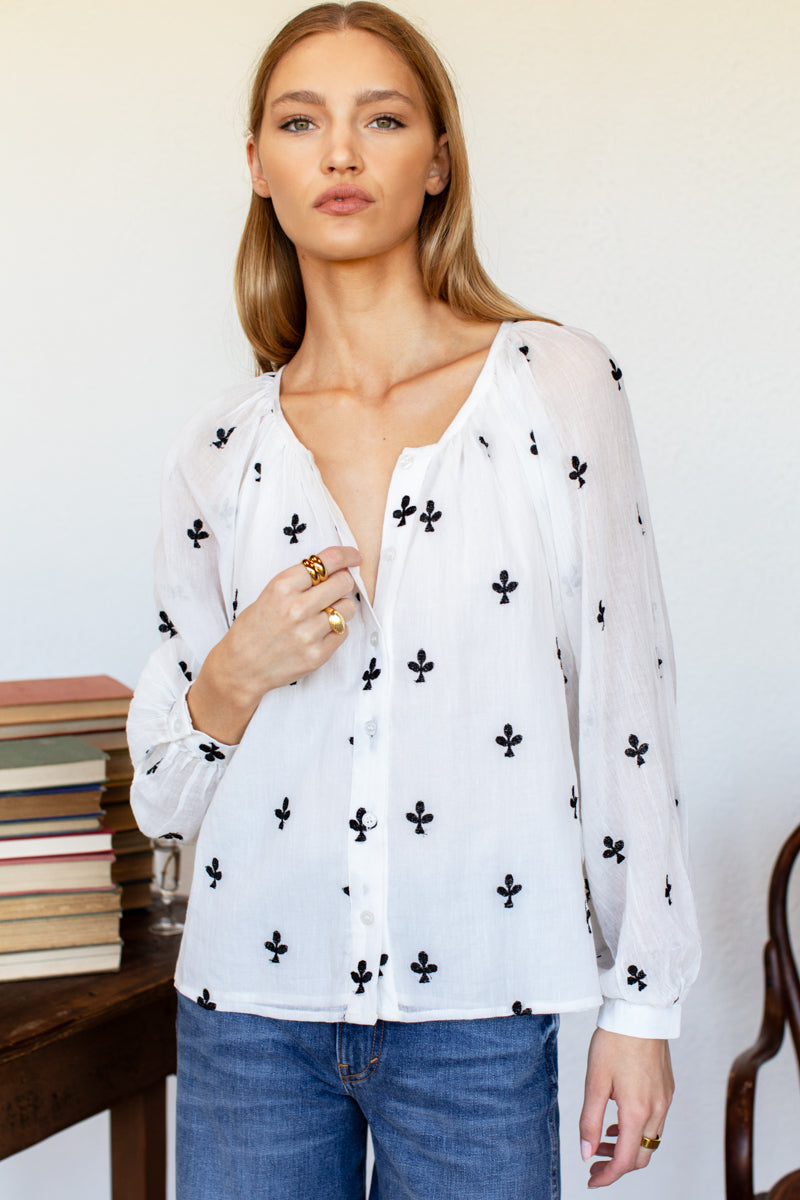 Frances Blouse - Embroidered Clover
