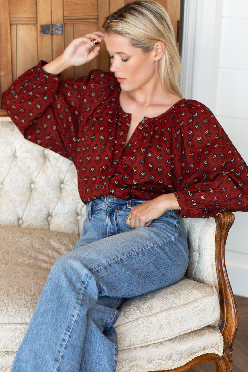 Frances Blouse - Lantern Flower Rouge