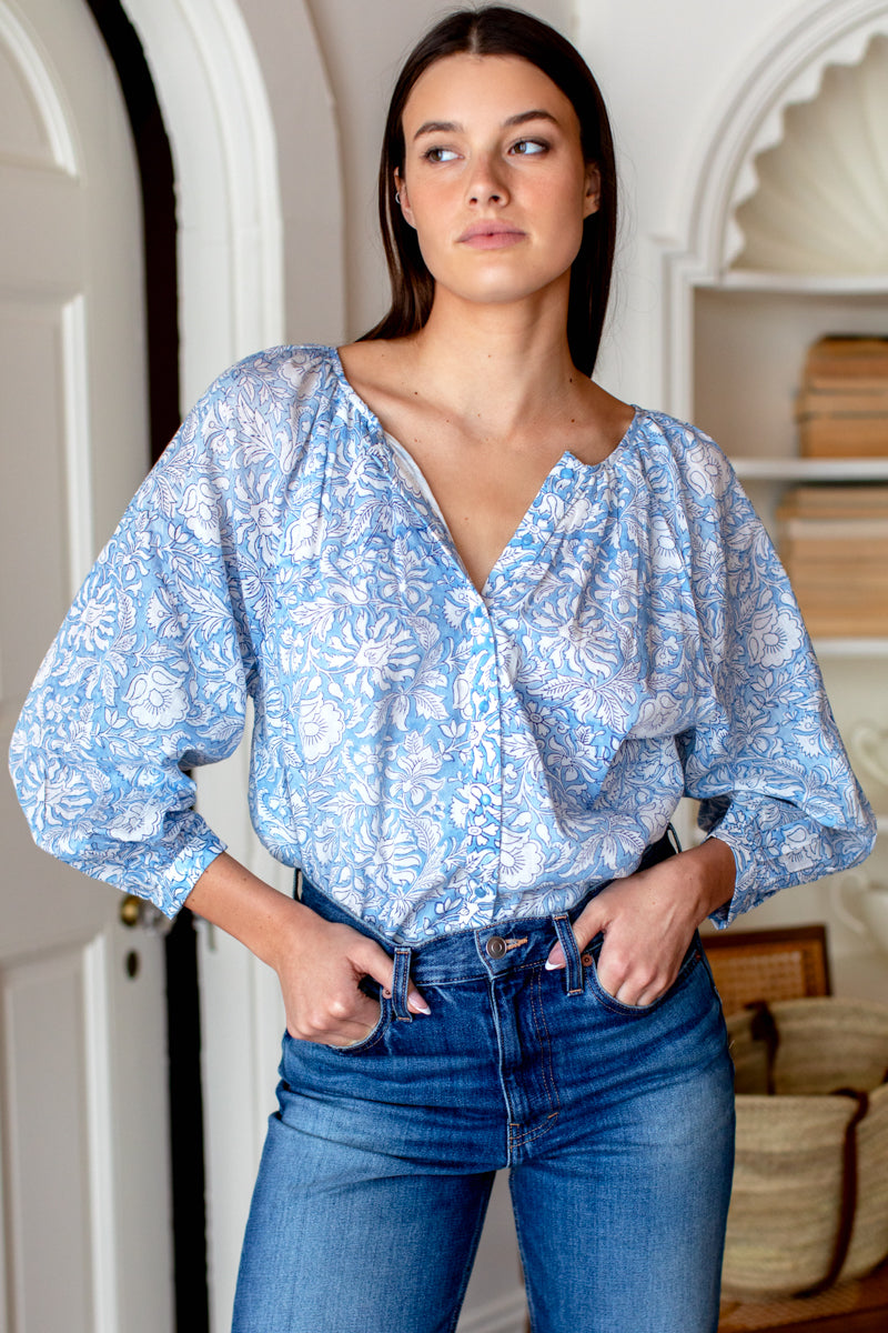 Frances Blouse - Arbor Blissful Blue Organic