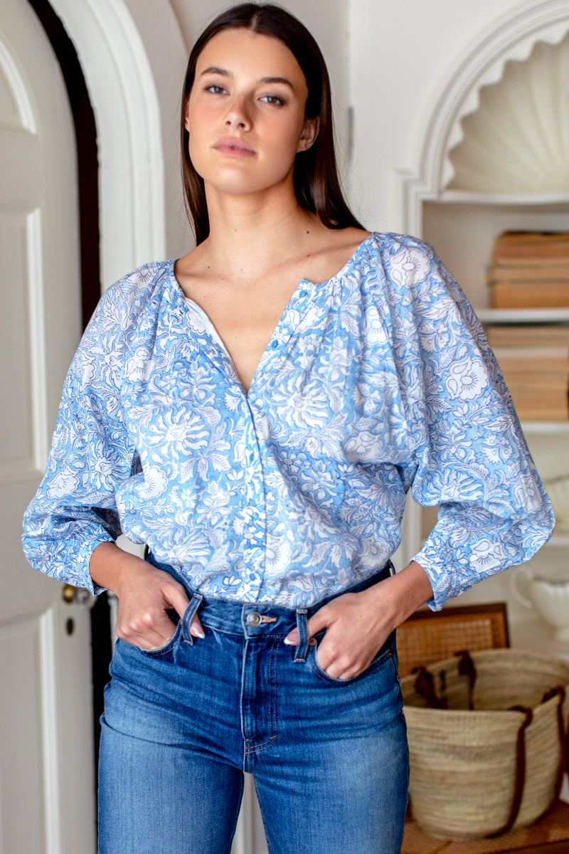 Frances Blouse - Arbor Blissful Blue Organic