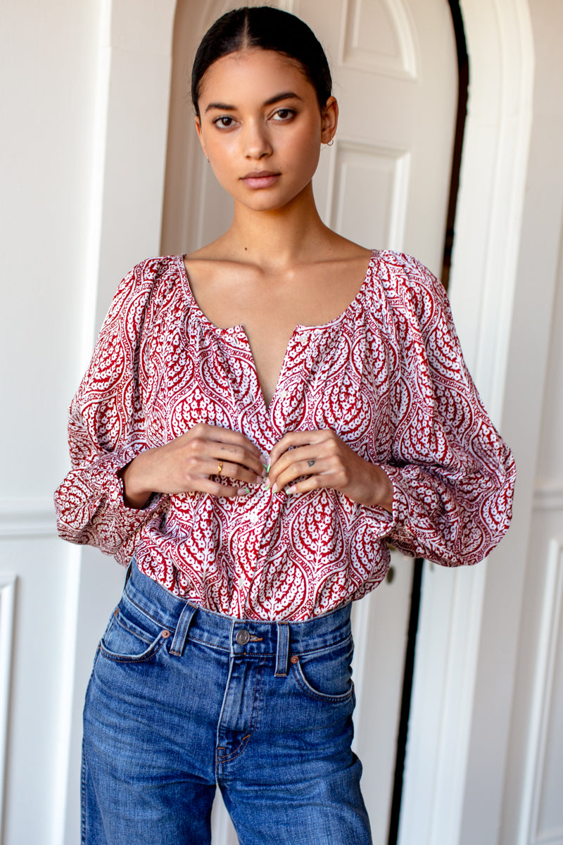 Frances Blouse - Currant Medallion