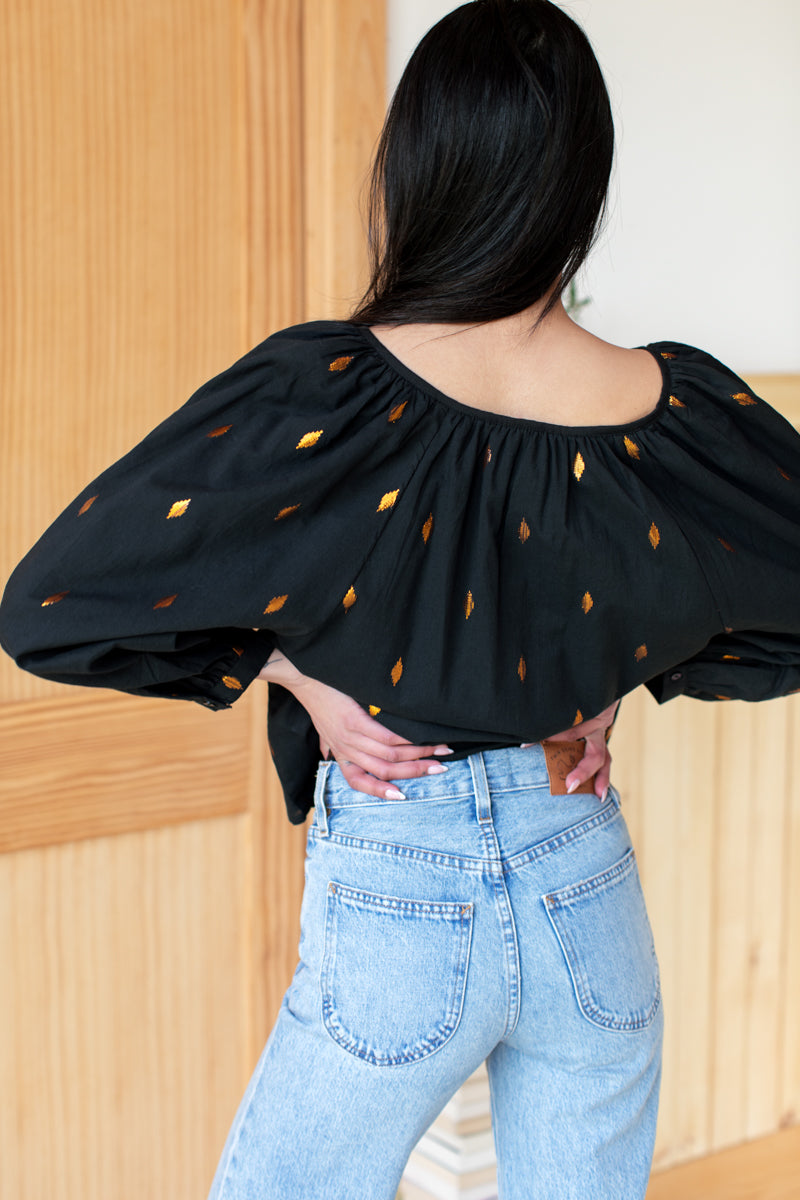 Frances Blouse - Gold Leaf Black