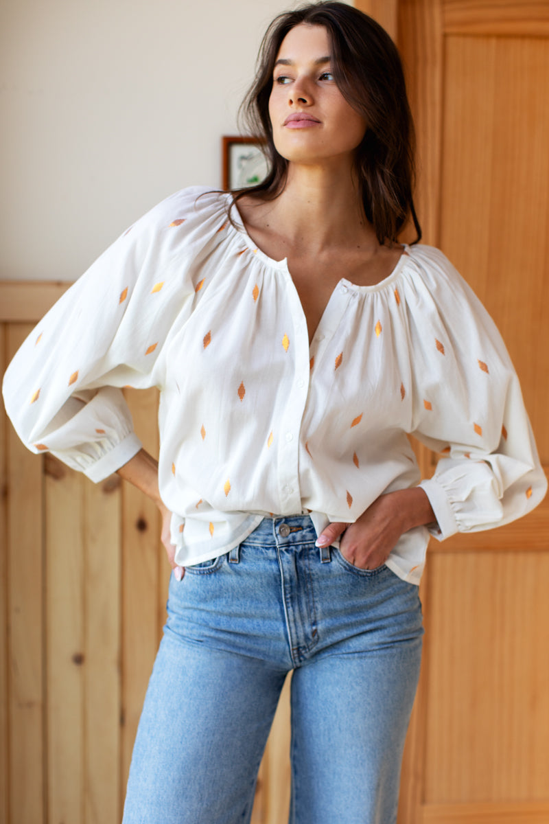 Frances Blouse - Gold Leaf Ivory