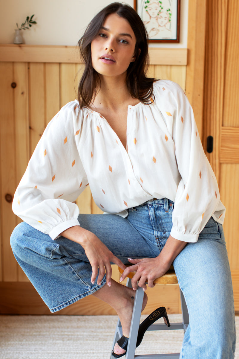 Frances Blouse - Gold Leaf Ivory