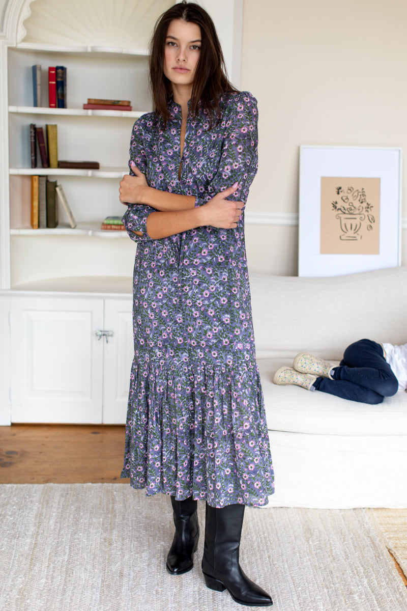 Frances 3 Dress - Midnight Wildflower Organic