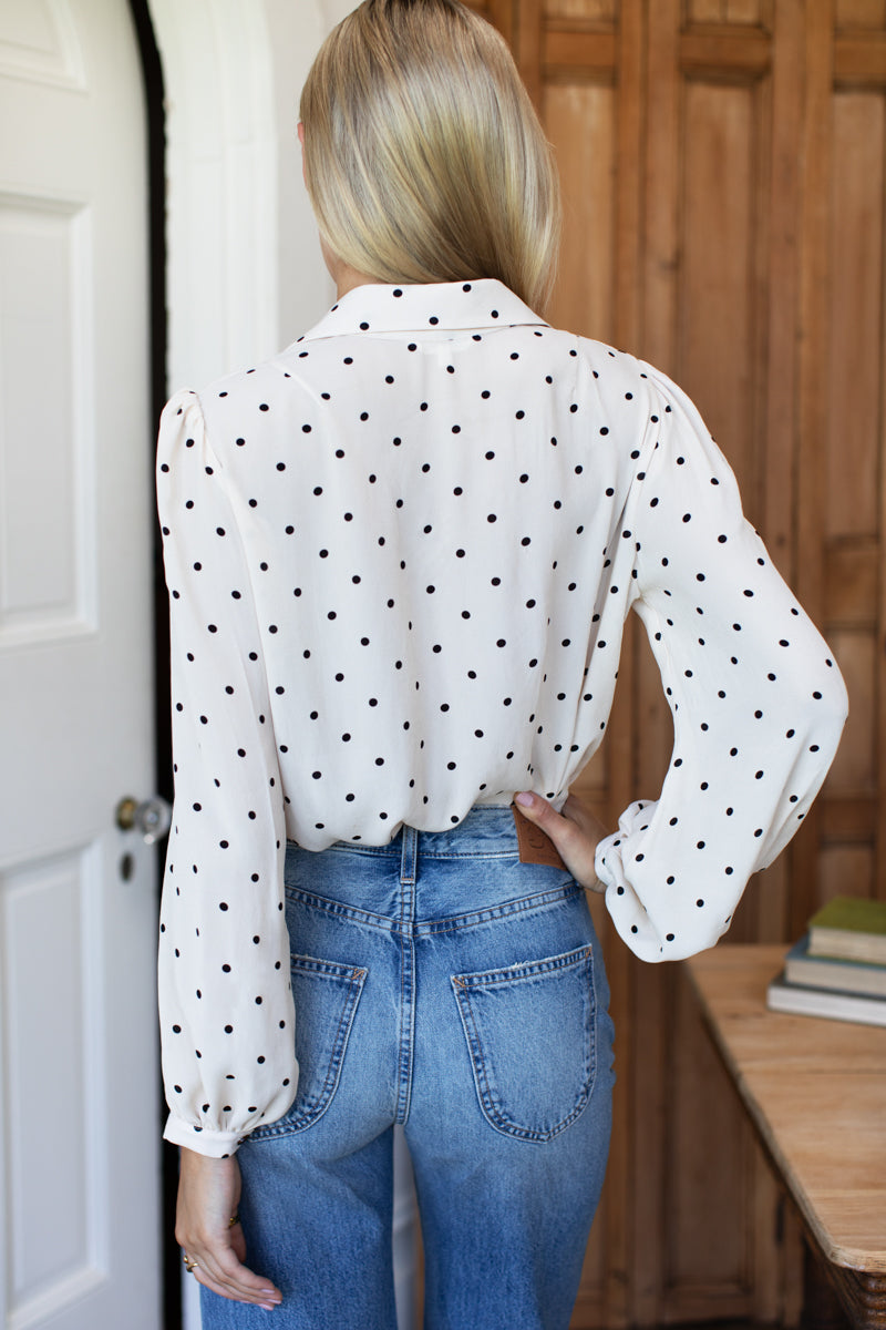 Frankie Blouse - Small Dots Ivory + Black