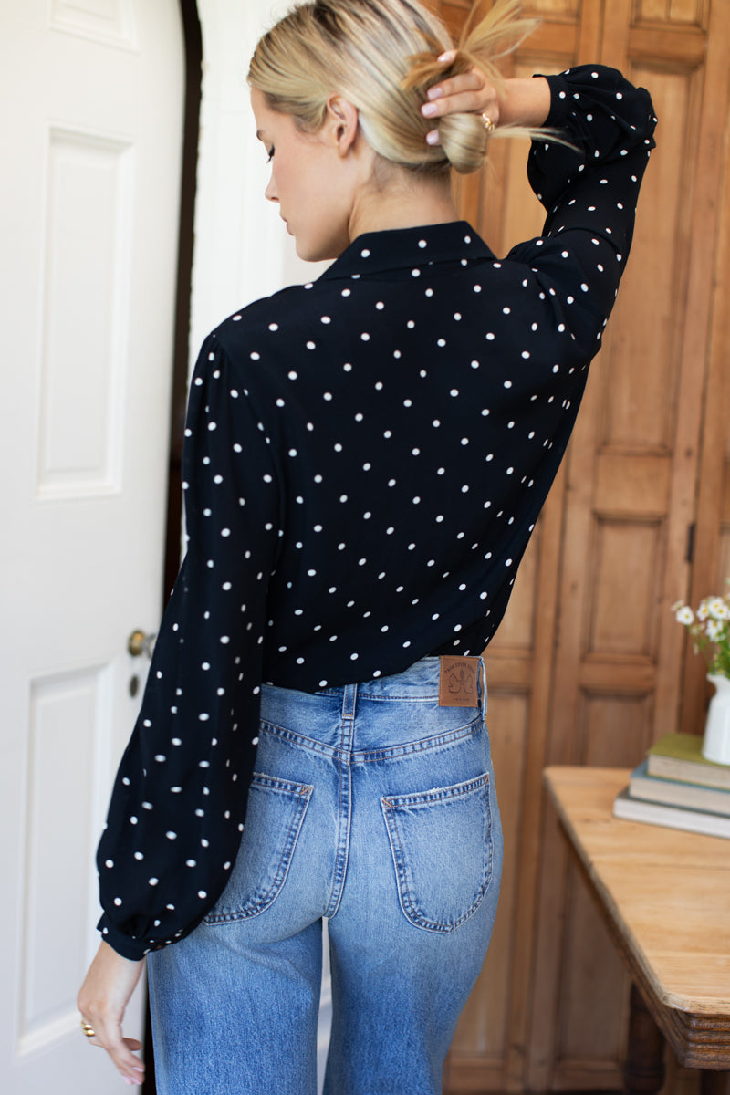 Frankie Blouse - Small Dots Tuxedo + Ivory