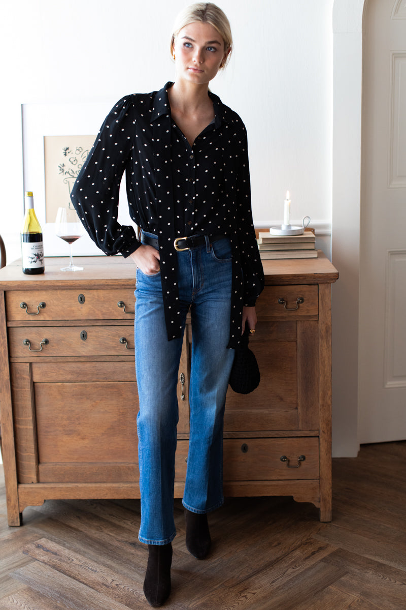 Frankie Blouse - Small Dots Tuxedo + Ivory