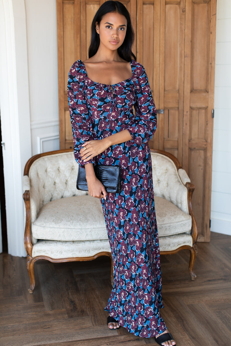 Franny Bias Dress 2 - Wilders Flowers Merlot