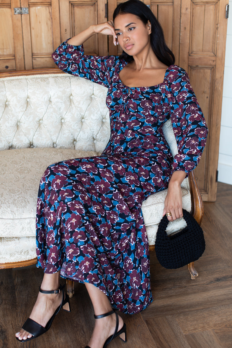 Franny Bias Dress 2 - Wilders Flowers Merlot