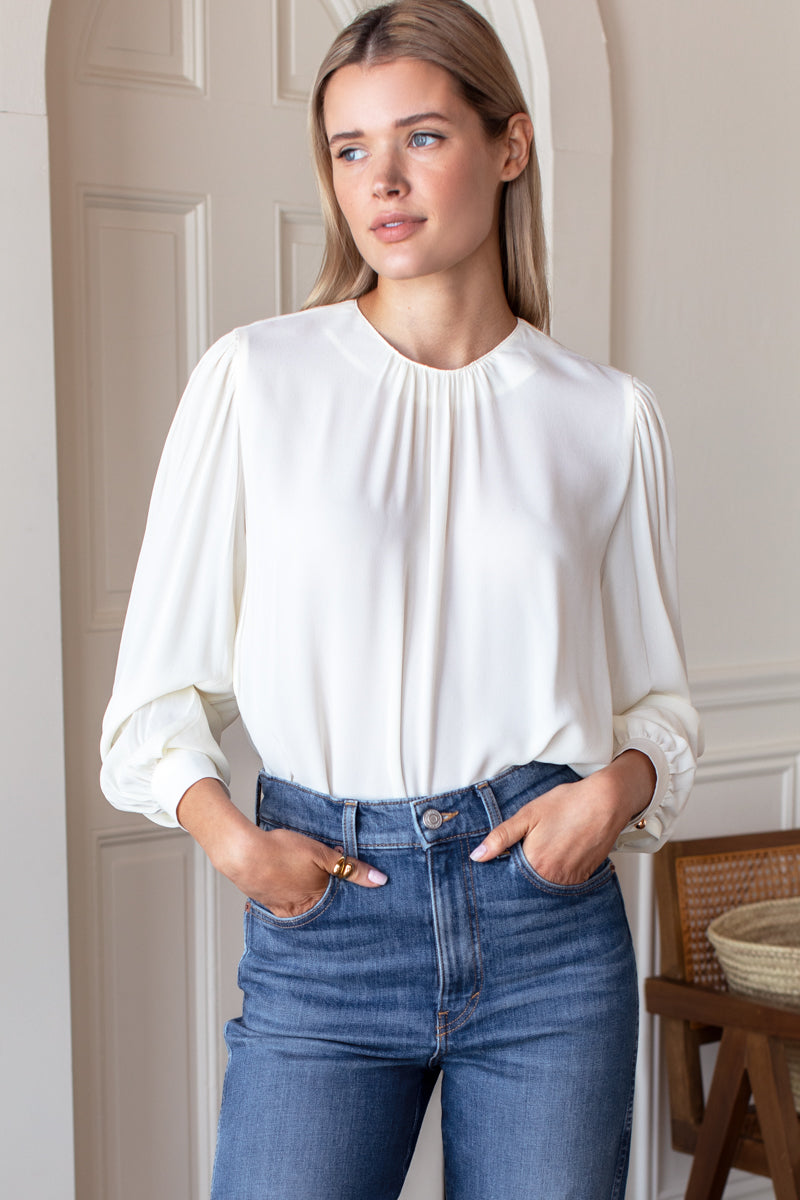 Gathered Neckline Top - Star White