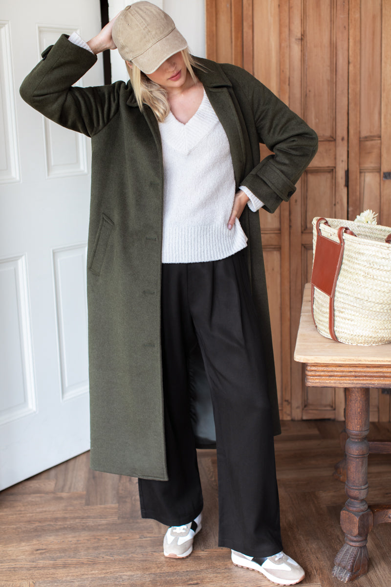 Boxy V Neck Sweater - Birch Wool