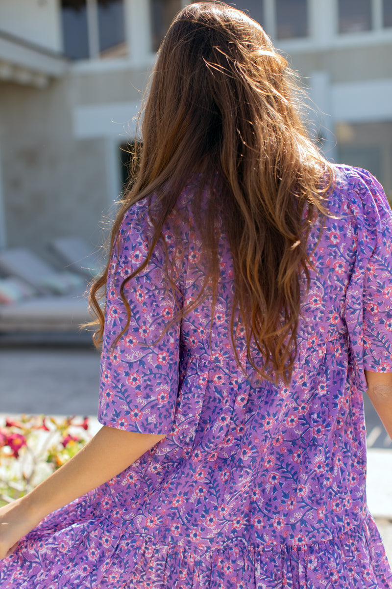 Isla Dress - Violet Wildflower Organic