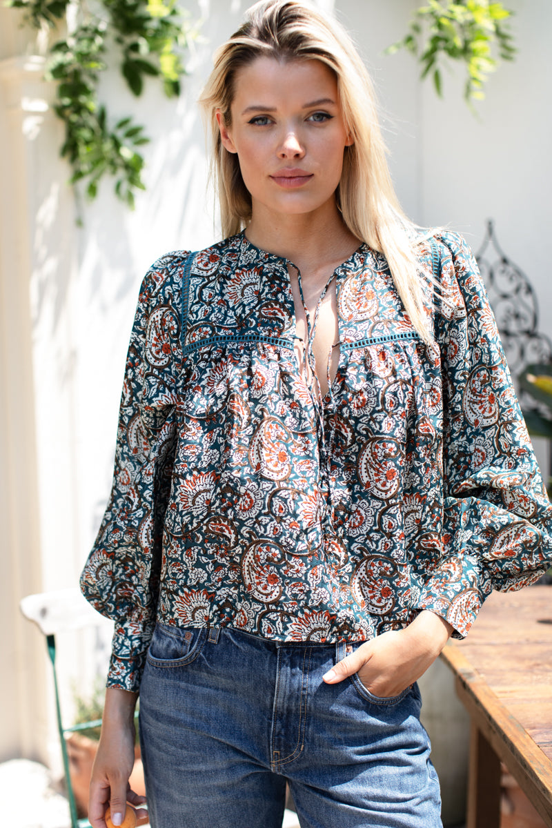 Isla Longsleeve Top - Roma Silk