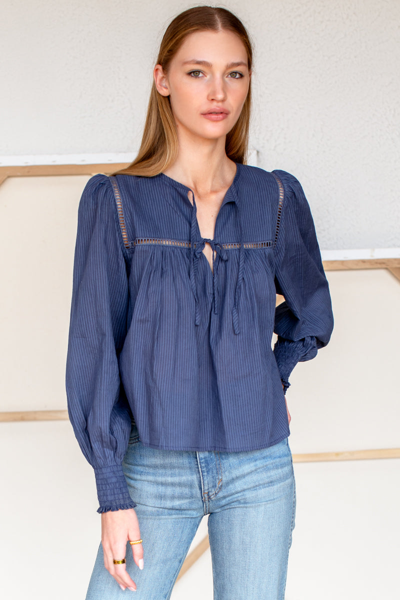 Isla Longsleeve Top 2 - Blue Indigo