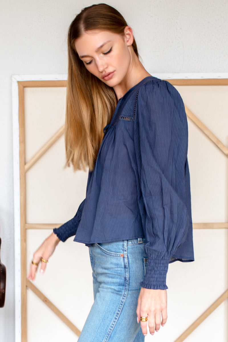 Isla Longsleeve Top 2 - Blue Indigo