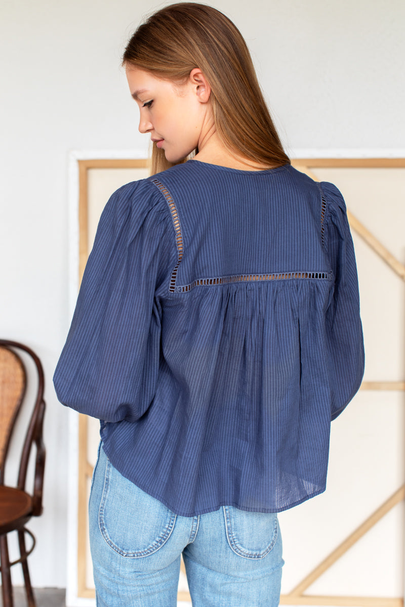 Isla Longsleeve Top 2 - Blue Indigo