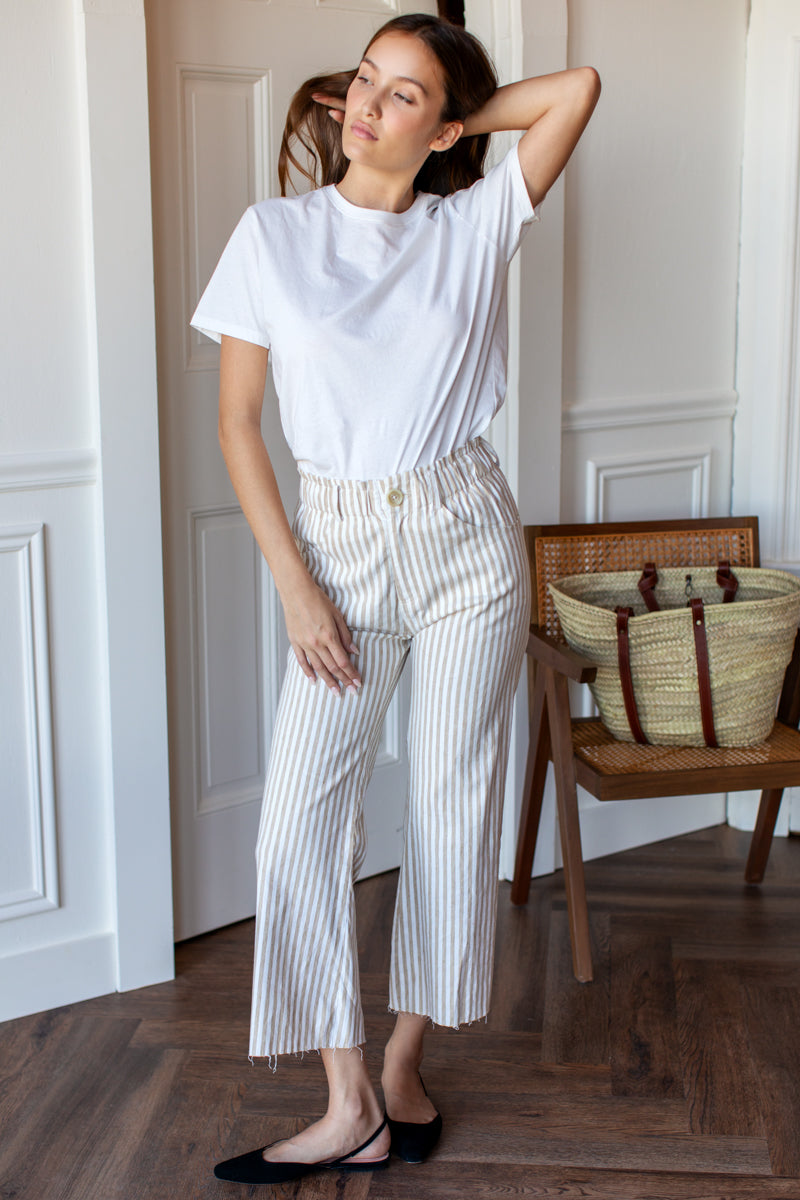 Johnny Sailor Pant - Almond Sand Stripe