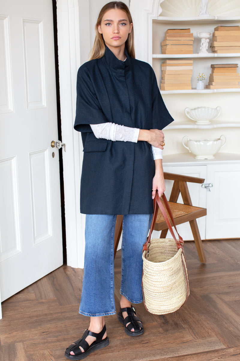 Layering Jacket - Navy Linen