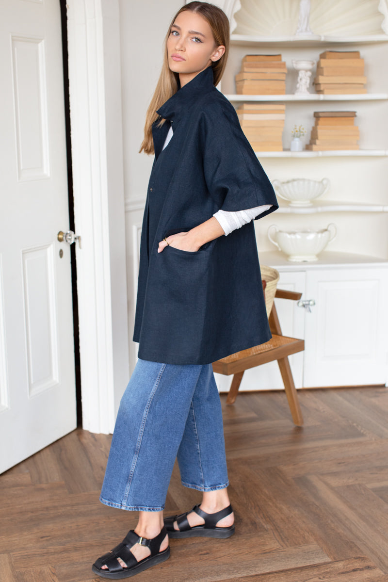 Layering Jacket - Navy Linen