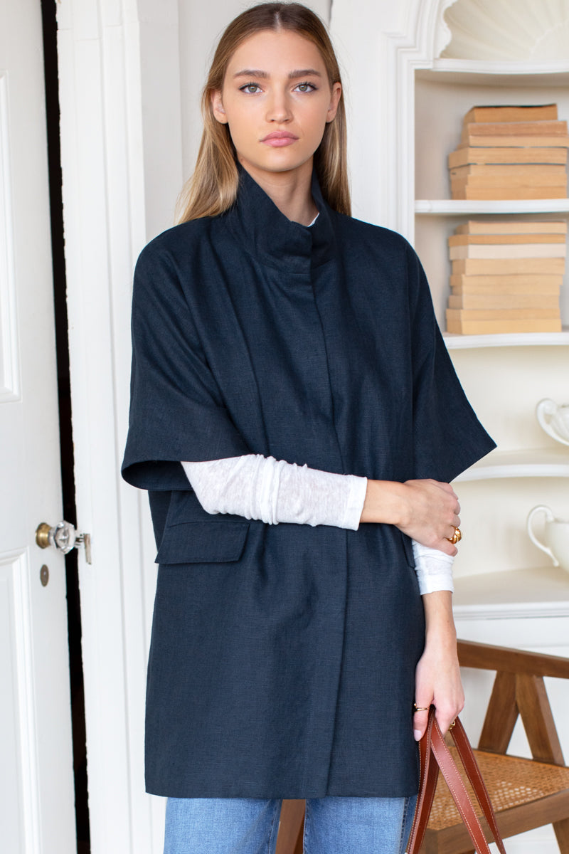 Layering Jacket - Navy Linen