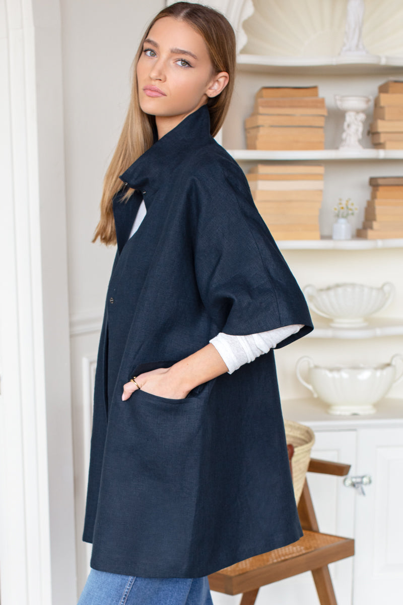 Layering Jacket - Navy Linen