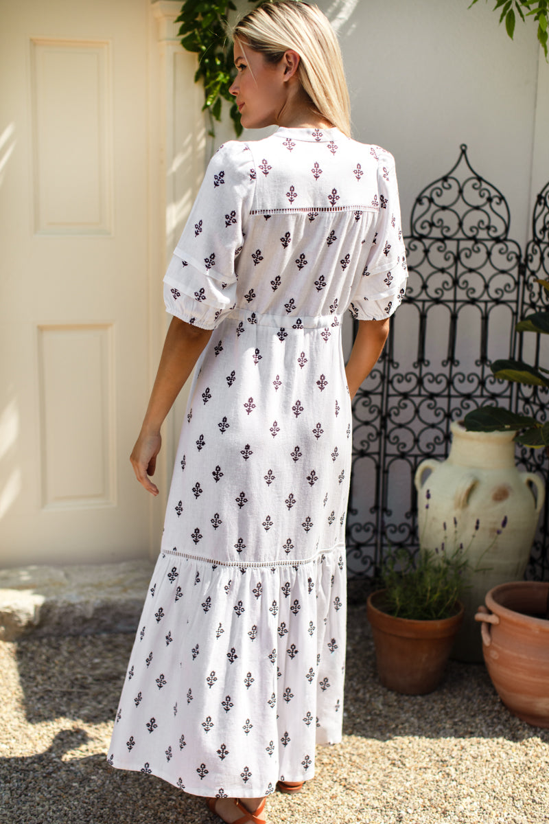 Lucy 4 Short Sleeve Dress - Daughters 2 Blackberry Wine Linen