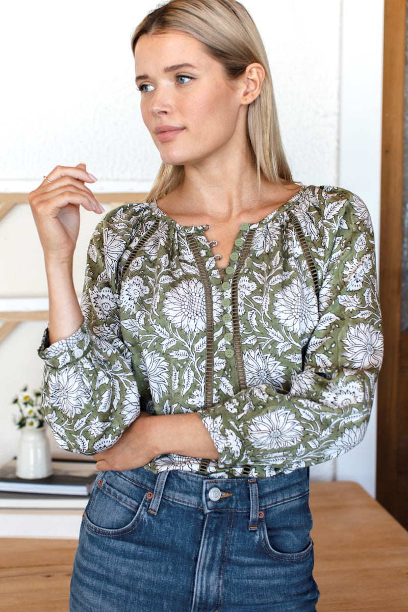 Lucy Heirloom Blouse - Arles Gothic Olive