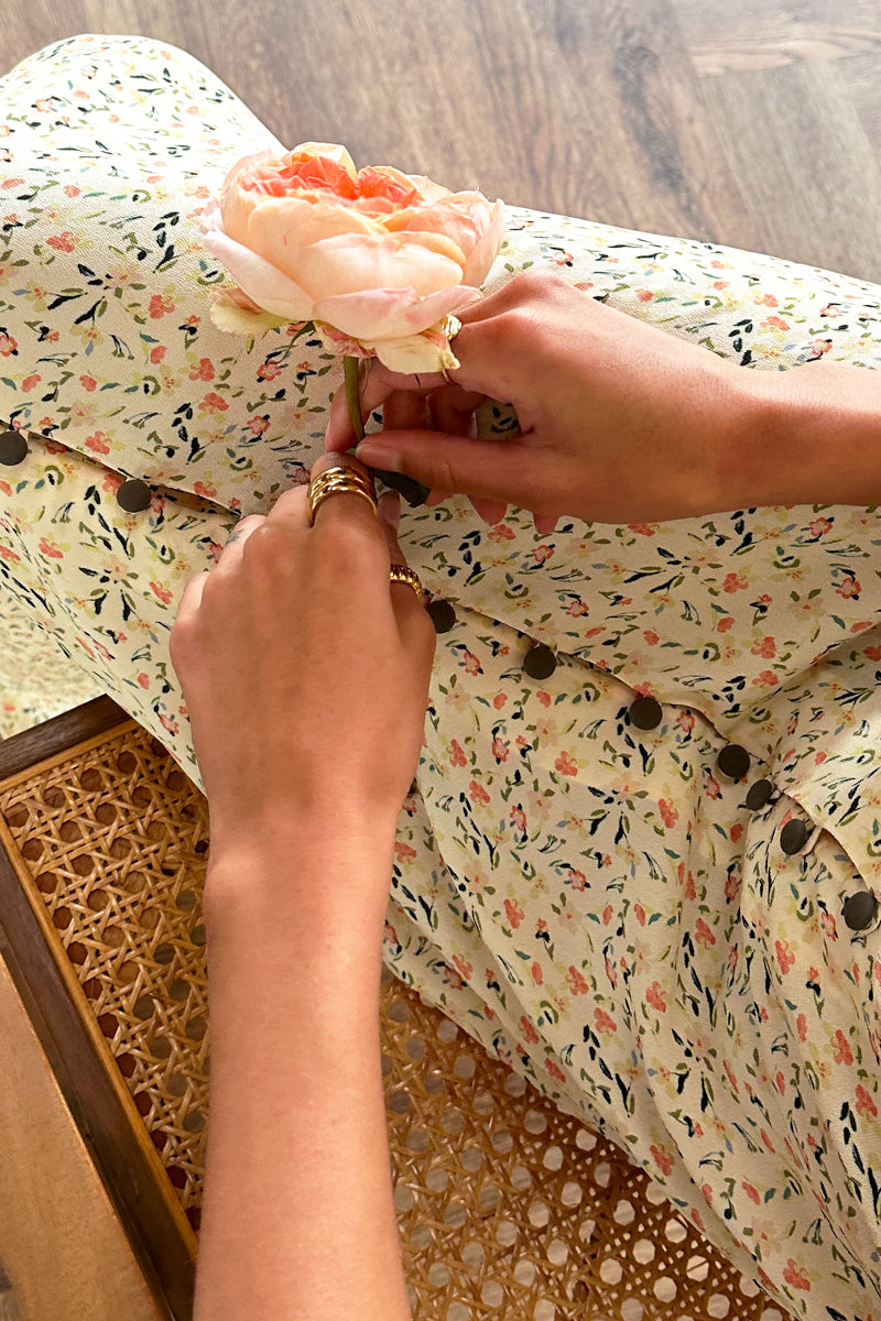 Lucyia Antique Dress - Butter Yellow Flowers