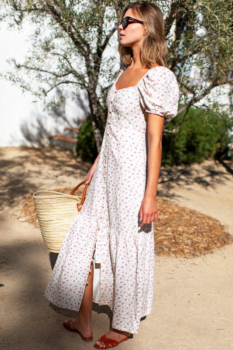 Luie Maxi Dress - Anne Flowers Arctic Pink