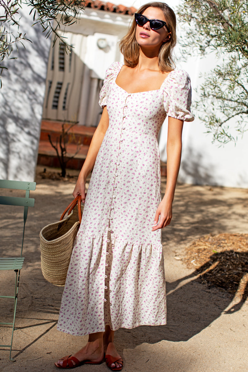 Luie Maxi Dress - Anne Flowers Arctic Pink