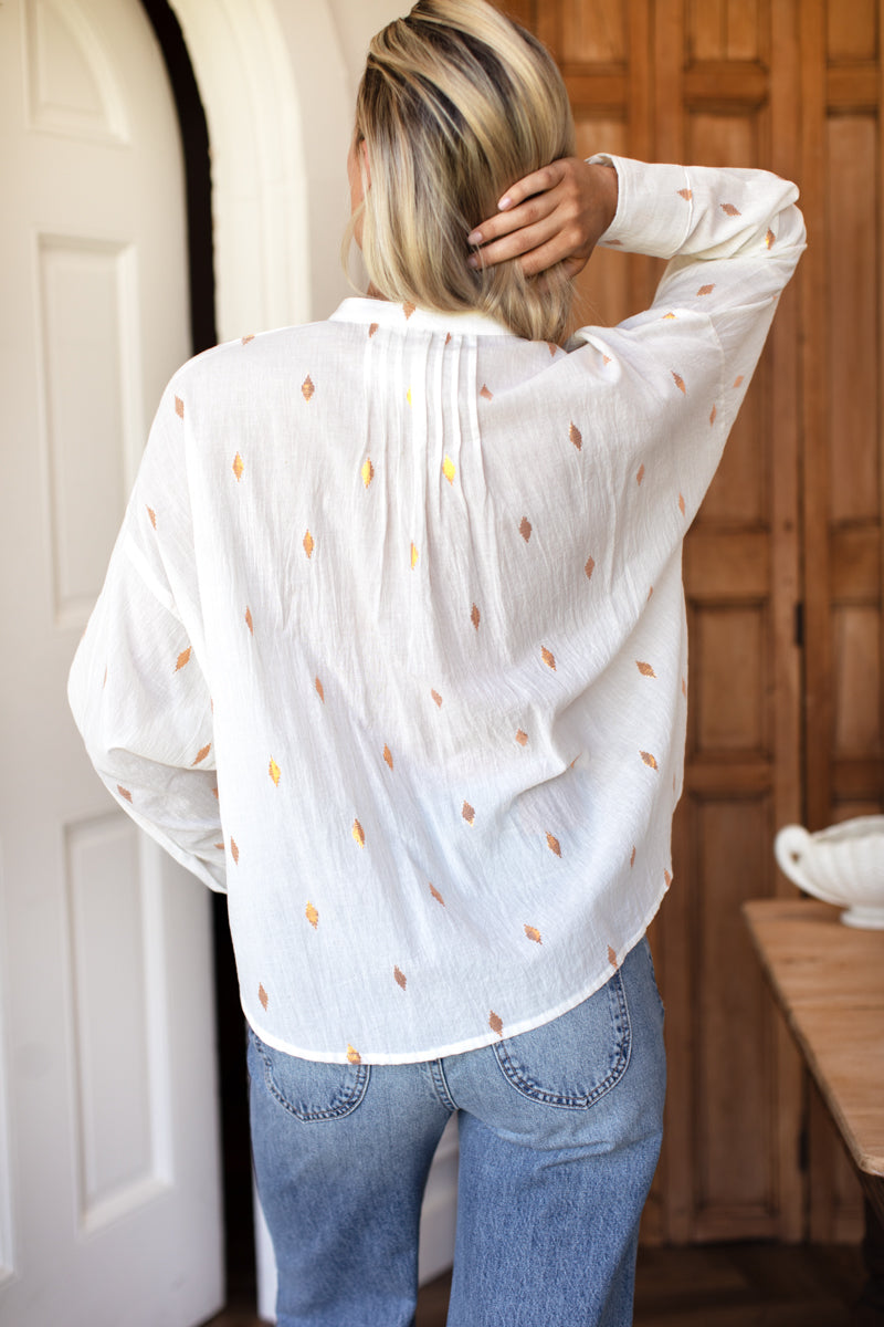 Mandarin Collar Longsleeve 2 - Gold Leaf Ivory