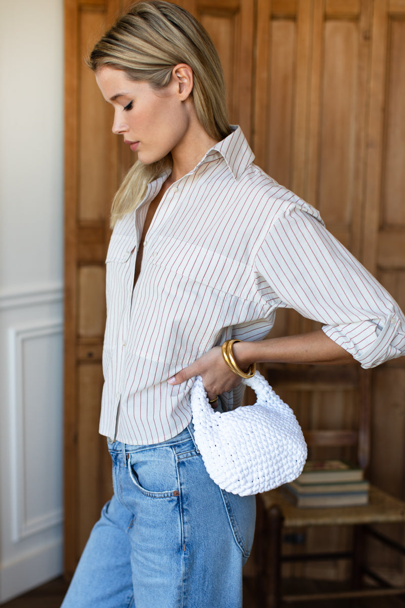 Oversize Pocket Shirt Short - Rust Stripe