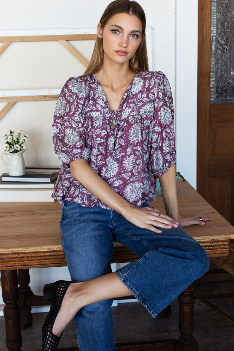 Puff Isla Top - Arles Purple