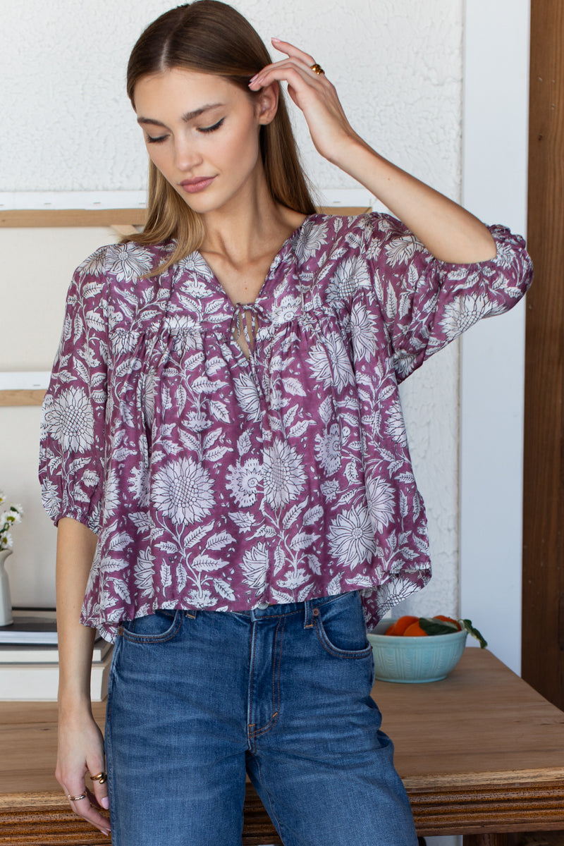 Puff Isla Top - Arles Purple