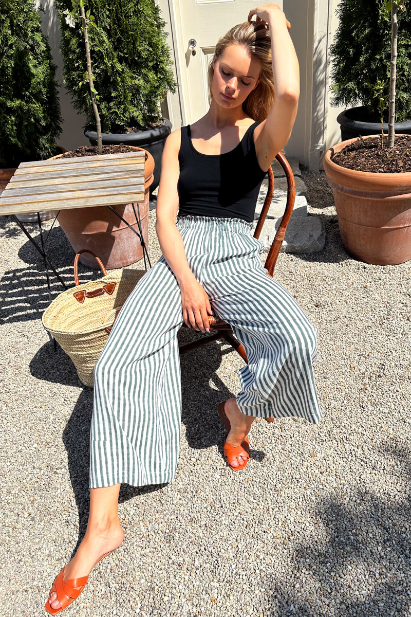 Pull On Pant - Moss Stripe