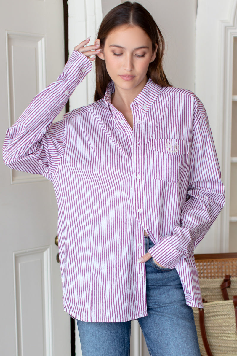 Ryan Shirt - Crushed Berry Stripe Poplin