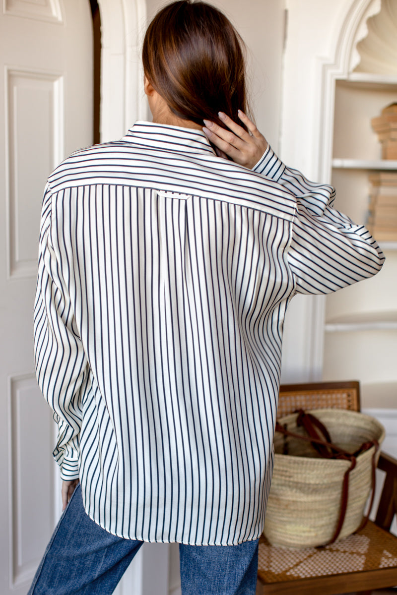 Ryan Shirt - Ivory Stripe Silk