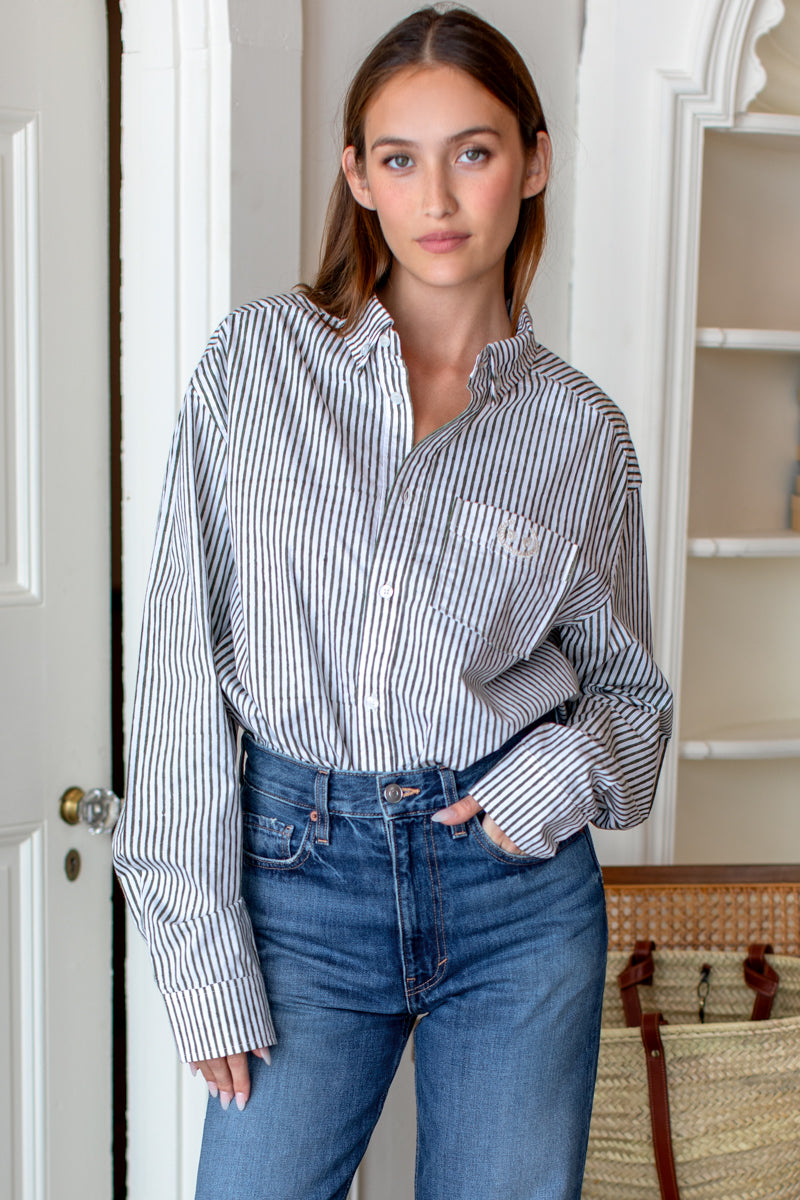 Ryan Shirt - Moss Stripe Poplin