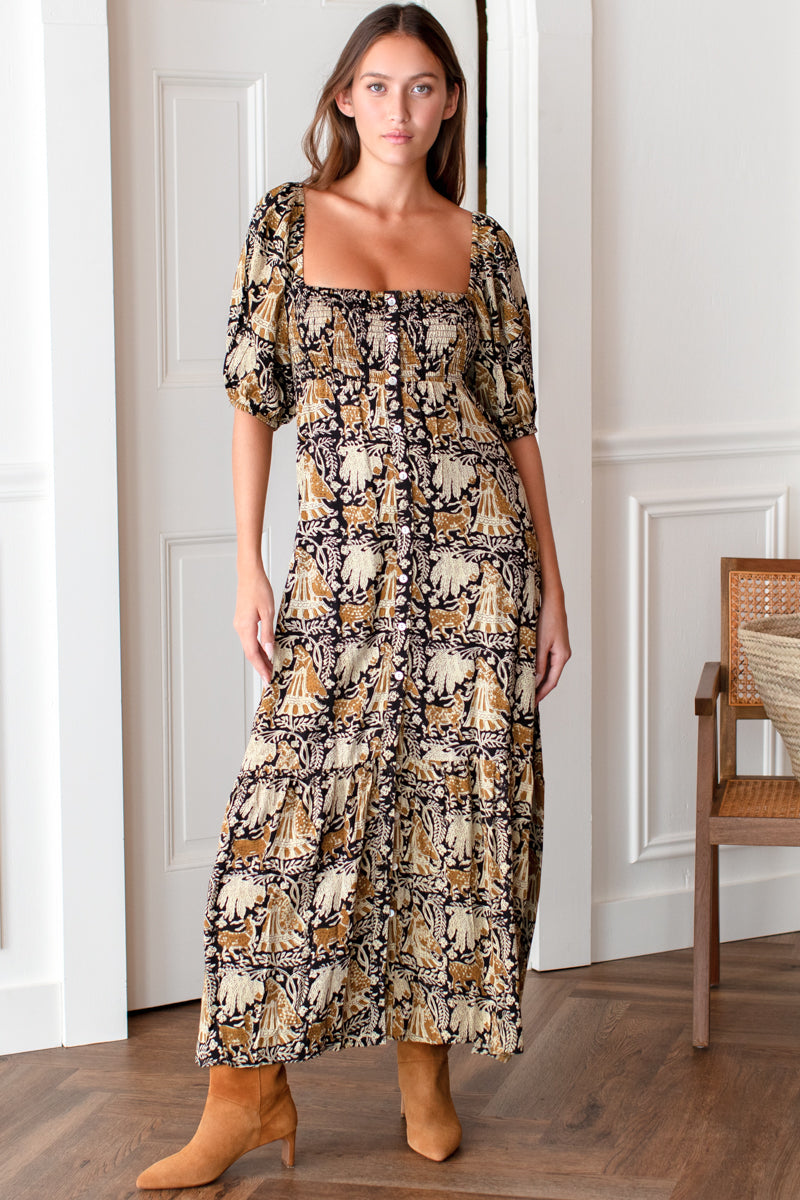 Santiago 3 Maxi Dress - Story Print