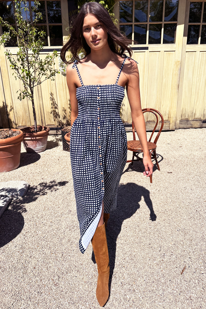 Santiago Sundress - Maritime Gingham Organic