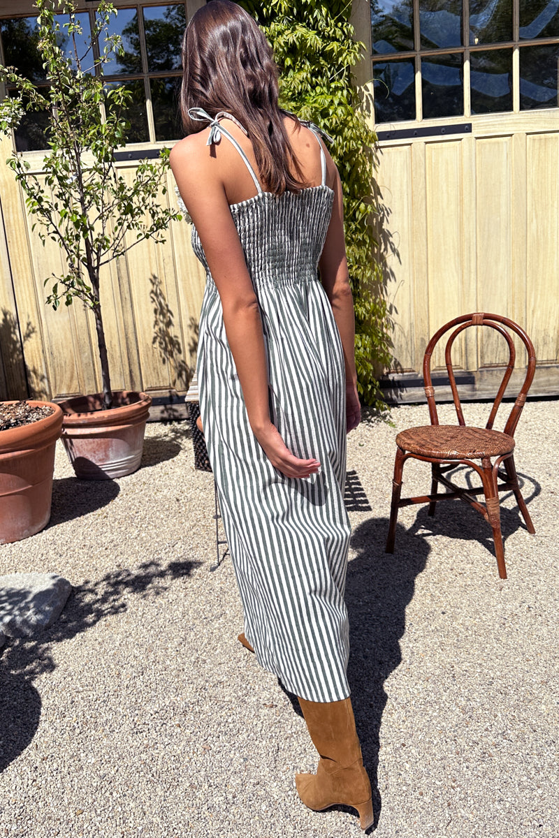 Santiago Sundress - Moss Stripe Organic