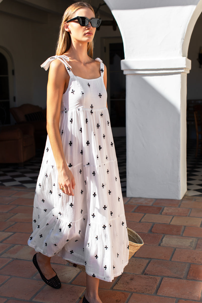 Sara Tier Dress - Embroidered Clover