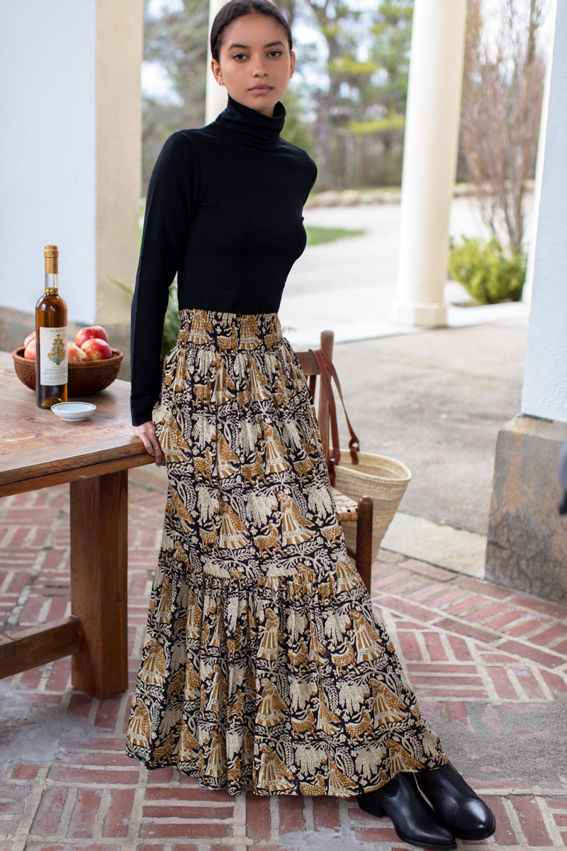 Shirred Skirt - Story Print