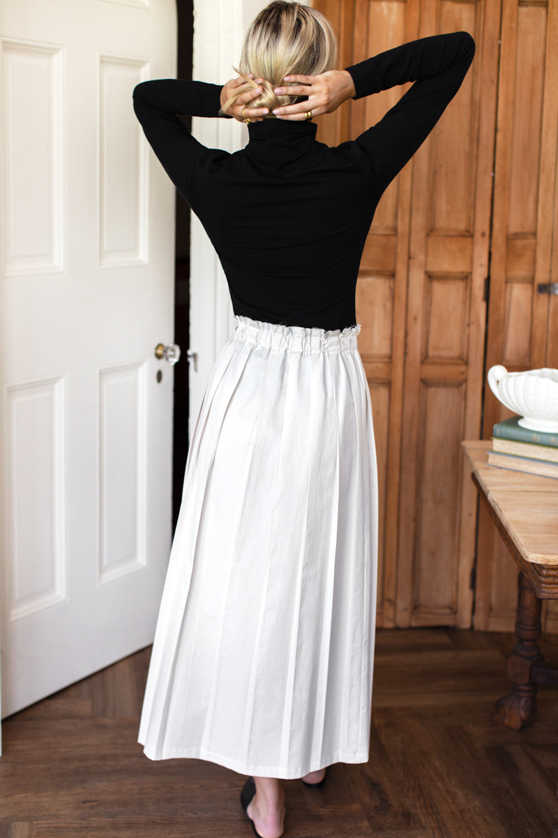 Soft Pleated Maxi Skirt - White Swan