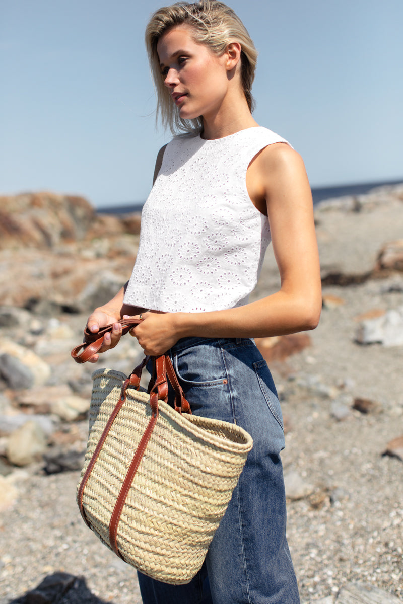 Studio Boxy Top - Salt Eyelet